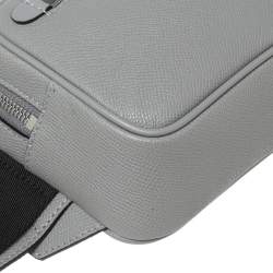 Pre Owned Burberry Grey Leather and Nylon West Belt Bag