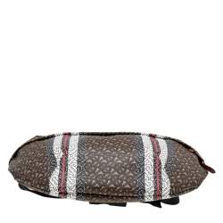 Burberry Brown/White TB Monogram Stripe Coated Canvas Extra Large Belt Bag