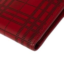 Burberry Red Perforated Leather Bill Bifold Wallet