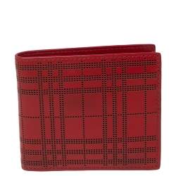 Burberry Red Perforated Leather Bill Bifold Wallet