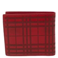 Burberry Red Perforated Leather Bill Bifold Wallet
