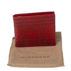 Burberry Red Perforated Leather Bill Bifold Wallet