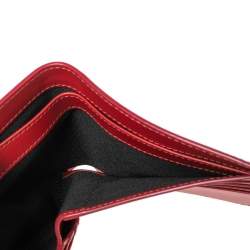 Burberry Red Perforated Leather Bill Bifold Wallet