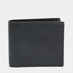 Burberry Navy Blue/Black London Check Leather Bifold Wallet