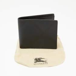 Burberry Navy Blue/Black London Check Leather Bifold Wallet
