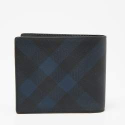 Burberry Navy Blue/Black London Check Leather Bifold Wallet
