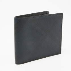 Burberry Navy Blue/Black London Check Leather Bifold Wallet