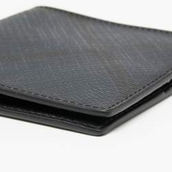 Burberry Navy Blue/Black London Check Leather Bifold Wallet