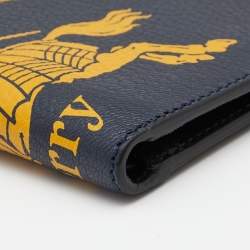Burberry Blue/Green Crest Print Leather Bifold Wallet