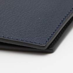 Burberry Blue/Green Crest Print Leather Bifold Wallet