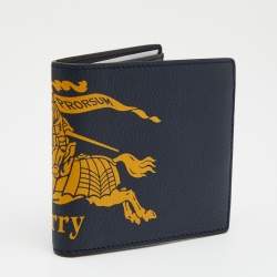 Burberry Blue/Green Crest Print Leather Bifold Wallet