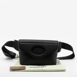 Pre Owned Burberry Black Leather Pocket  Belt Bag