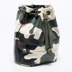 Burberry Green Camouflage Coated and Canvas Phoebe Drawstring Pouch