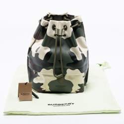 Burberry Green Camouflage Coated and Canvas Phoebe Drawstring Pouch