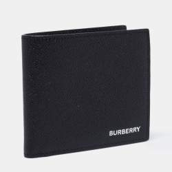 Pre Owned Burberry Black Grained Leather Bifold Wallet
