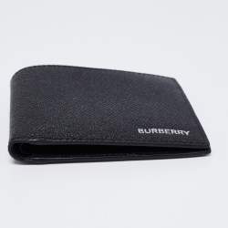 Pre Owned Burberry Black Grained Leather Bifold Wallet