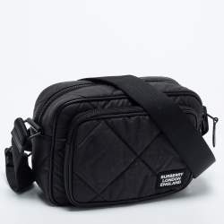 Burberry Black Quilted Canvas and Leather Paddy Crossbody Bag