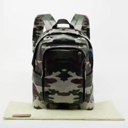 Burberry Green Camouflage Coated and Canvas Large Jack Backpack