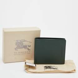 Burberry Dark Green Leather Bifold Wallet