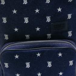 Burberry Blue/Black Marco TB Denim and Leather Backpack