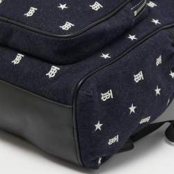 Burberry Blue/Black Marco TB Denim and Leather Backpack