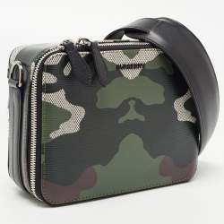 Burberry Green Camo Print Leather Sutton Crossbody Bag