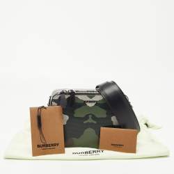 Burberry Green Camo Print Leather Sutton Crossbody Bag