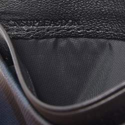 Burberry Navy Blue/Black London Check Canvas And Leather Sandon Card Holder