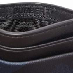 Burberry Navy Blue/Black London Check Canvas And Leather Sandon Card Holder