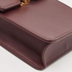 Pre Owned Burberry Burgundy Leather Robin Crossbody Bag
