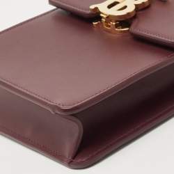 Pre Owned Burberry Burgundy Leather Robin Crossbody Bag