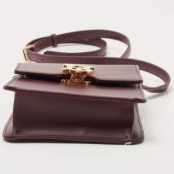 Pre Owned Burberry Burgundy Leather Robin Crossbody Bag