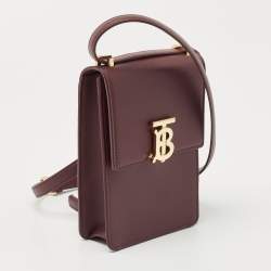 Pre Owned Burberry Burgundy Leather Robin Crossbody Bag