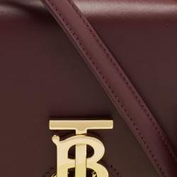 Pre Owned Burberry Burgundy Leather Robin Crossbody Bag