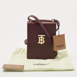 Pre Owned Burberry Burgundy Leather Robin Crossbody Bag