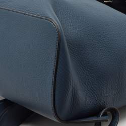 Pre Owned Burberry Ash Blue Leather Pocket Backpack