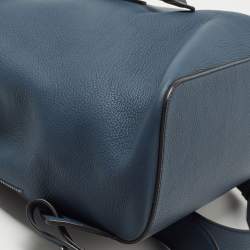 Pre Owned Burberry Ash Blue Leather Pocket Backpack