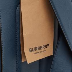 Pre Owned Burberry Ash Blue Leather Pocket Backpack