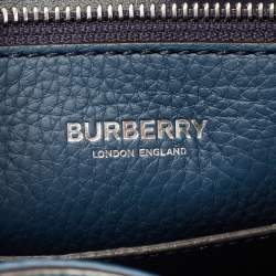 Pre Owned Burberry Ash Blue Leather Pocket Backpack