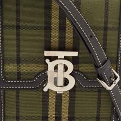 Burberry Black/Green Checkered Canvas and Leather Robin Crossbody Bag