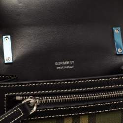 Burberry Black/Green Checkered Canvas and Leather Robin Crossbody Bag