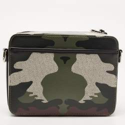 Burberry Green Camo Print Canvas Sutton Crossbody Bag