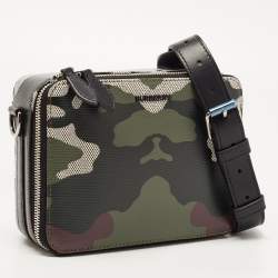 Burberry Green Camo Print Canvas Sutton Crossbody Bag