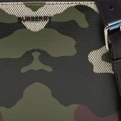 Burberry Green Camo Print Canvas Sutton Crossbody Bag