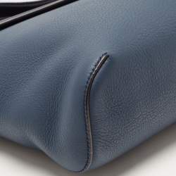 Burberry Ash Blue Leather Large Pocket Messenger Bag