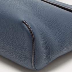 Burberry Ash Blue Leather Large Pocket Messenger Bag