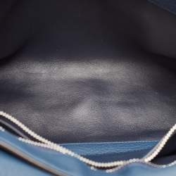 Burberry Ash Blue Leather Large Pocket Messenger Bag