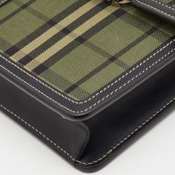 Burberry Military Green House Check Canvas Robin Crossbody Bag