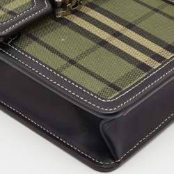 Burberry Military Green House Check Canvas Robin Crossbody Bag