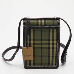 Burberry Military Green House Check Canvas Robin Crossbody Bag